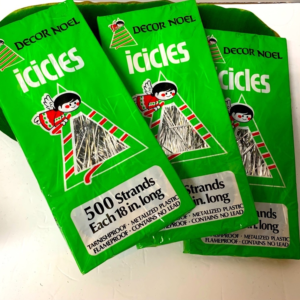 NEW Vintage Decor Noel Icicles Silver Tinsel 3 Boxes USA​